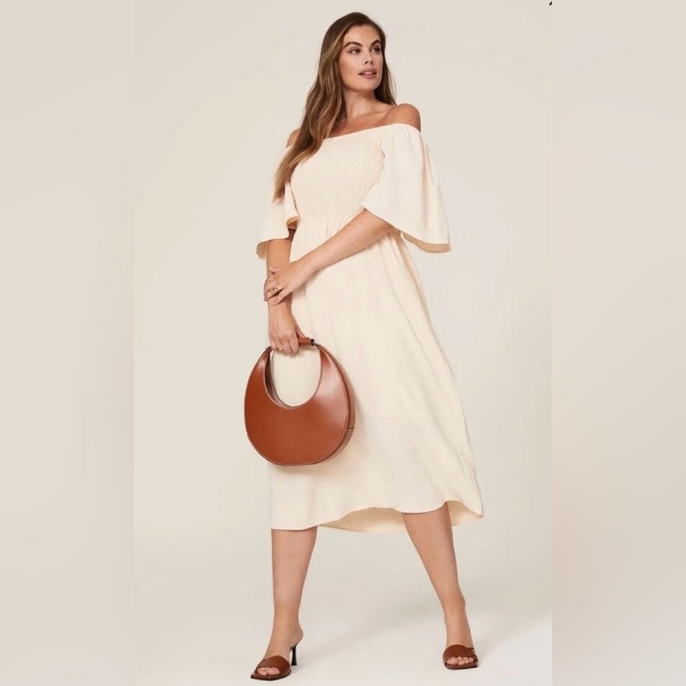 B Collection by Bobeau Mathilde Smocked Dress in cream L